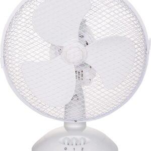 Russell Hobbs Ventilador portátil de escritorio, 23 cm, 2 velocidades, oscilación con ángulo amplio, silencioso, para dormitorio u oficina, blanco, RHPDF0921